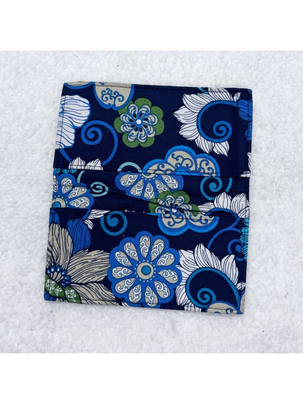 Y2K Cottagecore Vera Bradley Blue Floral Fabric Foldover Checkbook Cover Wallet